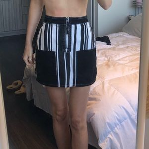 BDG Black and White Denim Skirt